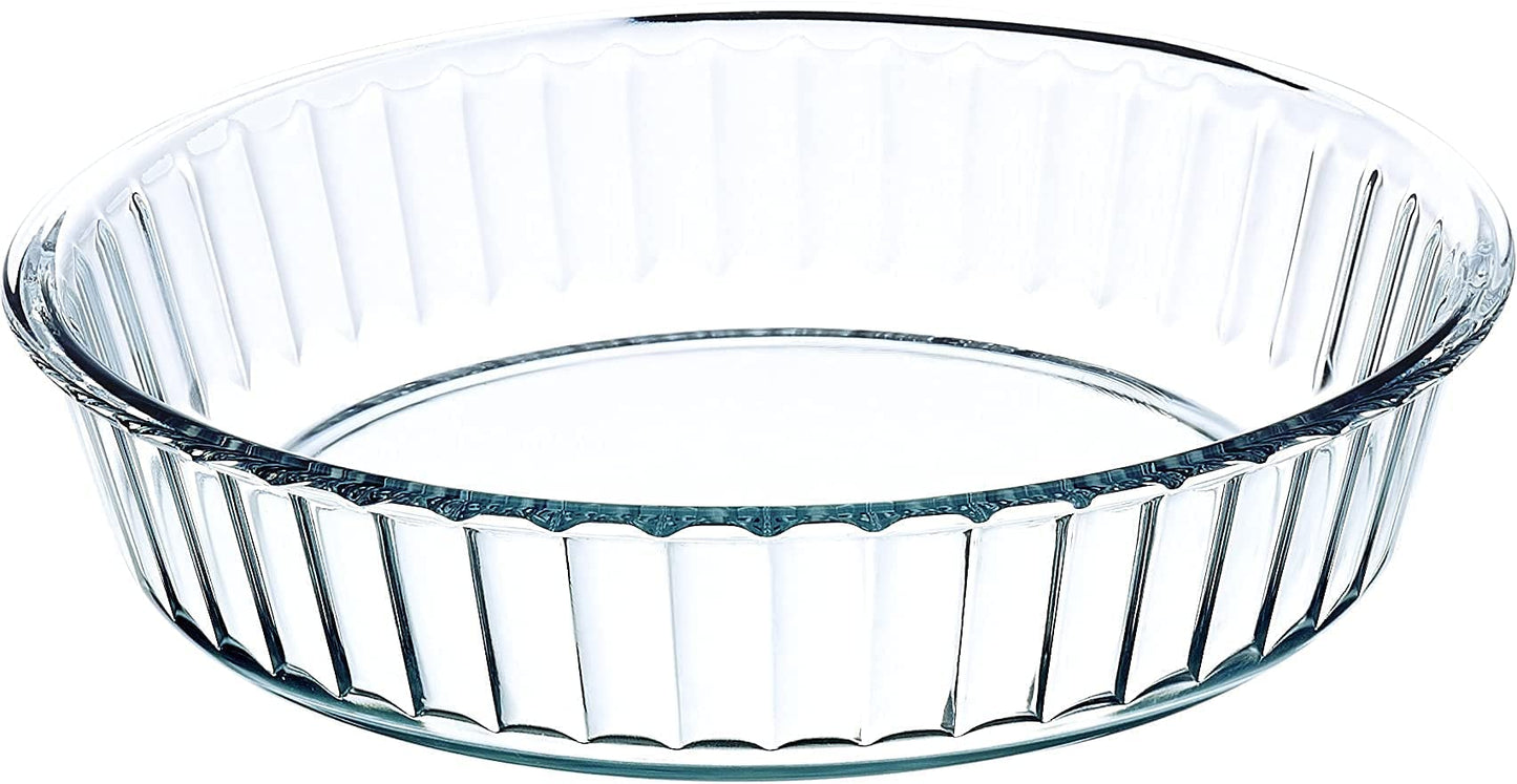 SIMAX Glass Pie Pan for Baking, 10.25 Inch Deep Round Pie Plate Dish, Apple, Pumpkin, Holiday Pies, Fluted Pie Holder, Oven Safe Tray, Borosilicate Glass Cake Tin