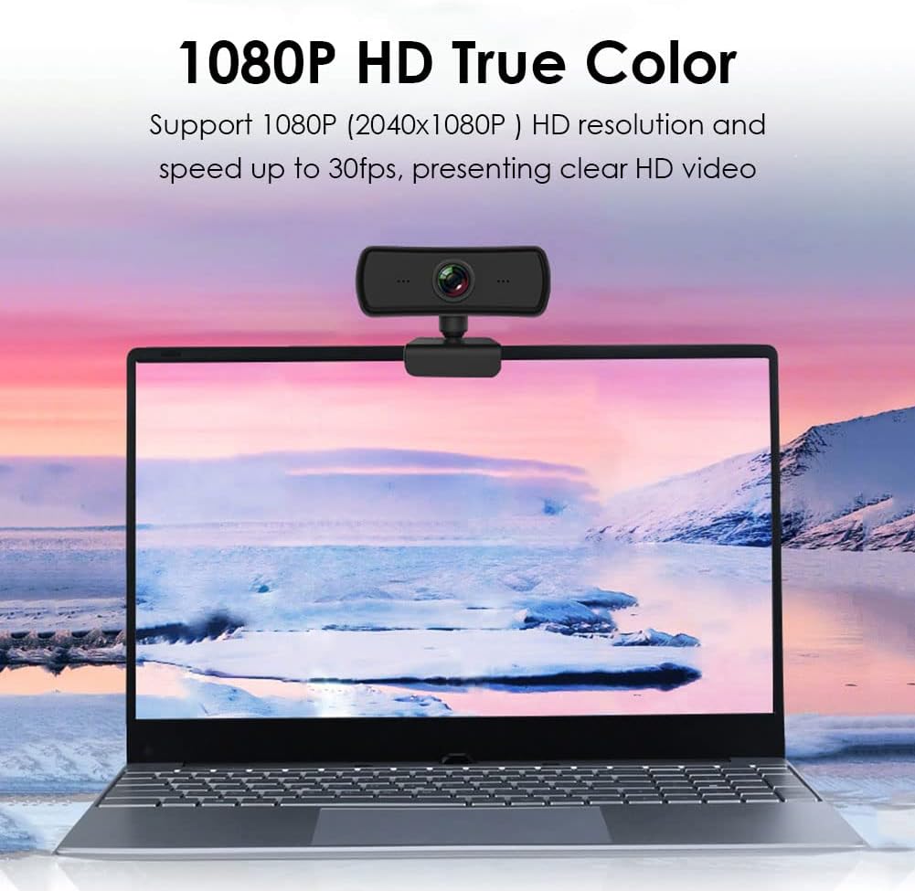 Wisoqu 1080P 3.26mm 110 Business Webcam with Noise Cancelling Microphone, Length Wide Angle Lens USB PTZ Camera
