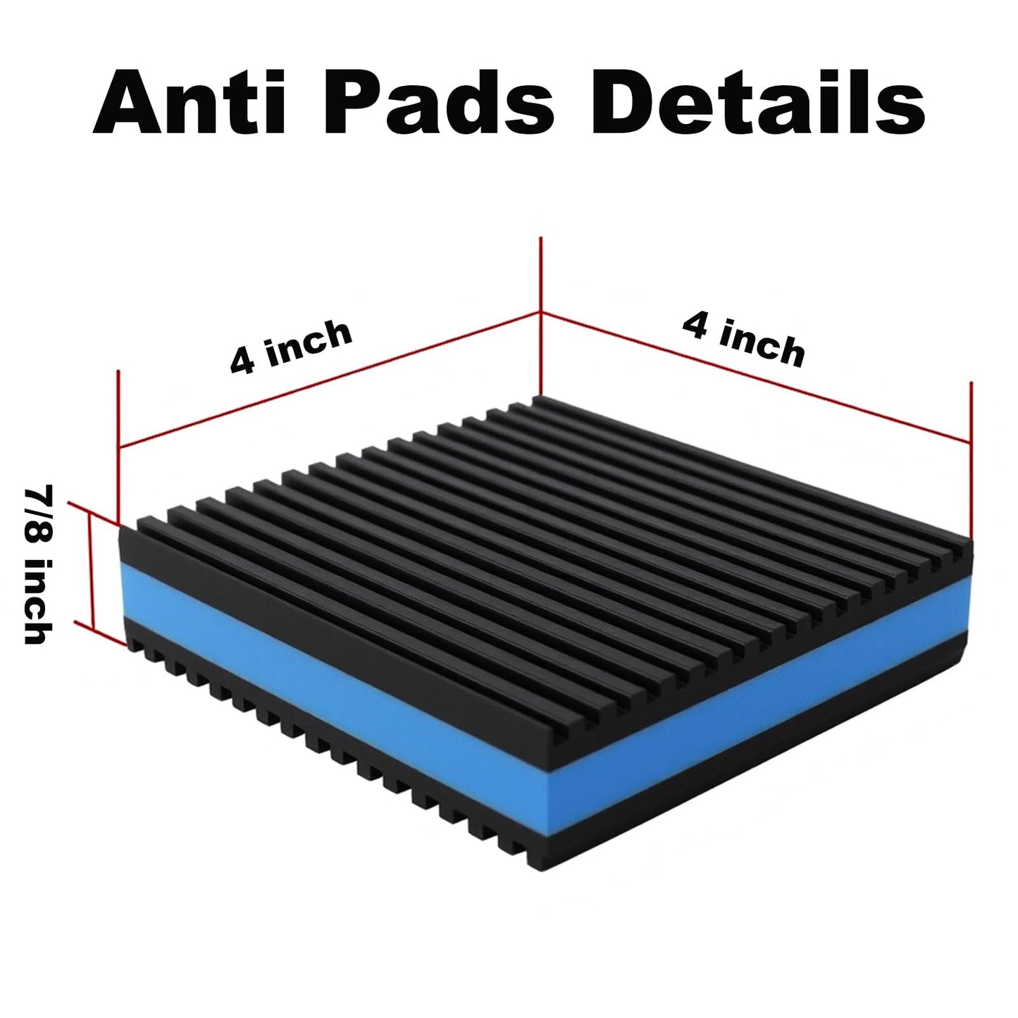 Heavy Duty Anti Vibration Pads - 3DSKY Mechanical Vibration Damping Pads 4"x 4" x 7/8" EVA Sound Isolation Mats for Air Conditioner, Compressors, HVAC, Washer Dryer, Treadmill (4 Pack)