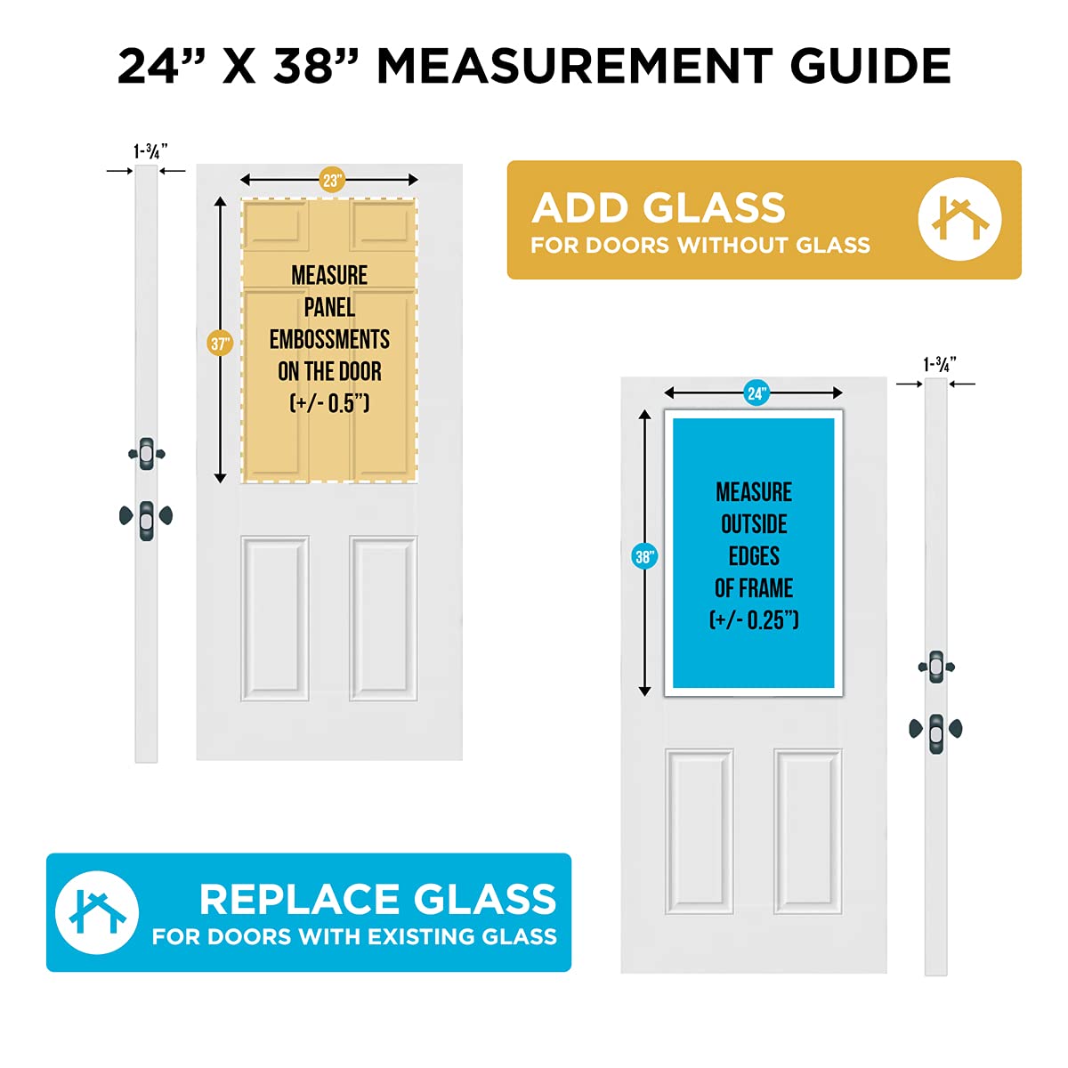 ODL Enclosed Blinds for Doors in Double Pane Tempered Clear Glass - Outer Frame Measurement 24" x 38" - Door Window Shade for Privacy and Security - Easy to Install, Use & Maintain - White Frame Kit