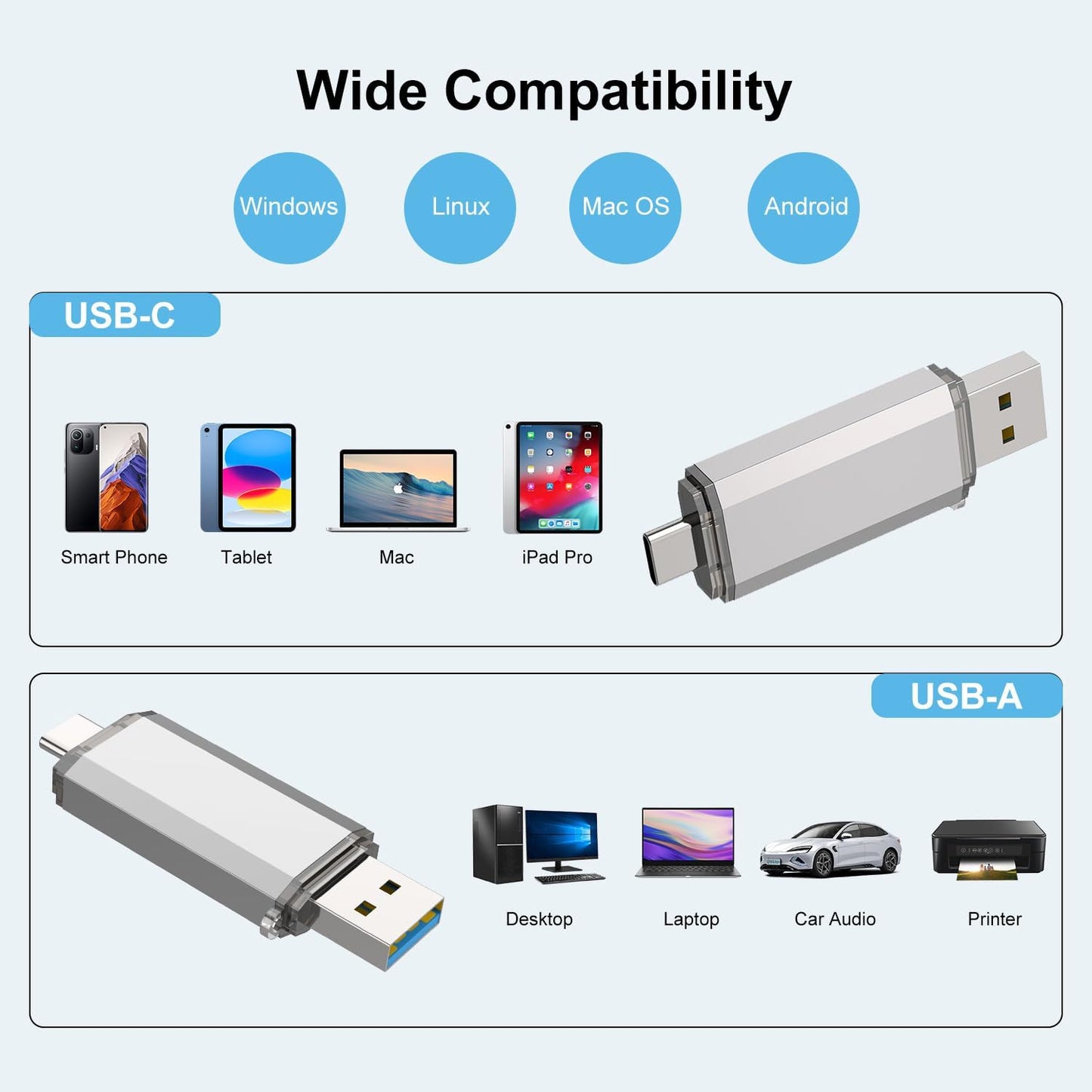 RAOYI 32GB 2 1 3.0 USB C Flash Drive, in USB Type C Dual OTG Metal Thumb Drive Jump Drive Memory Stick with Keychain