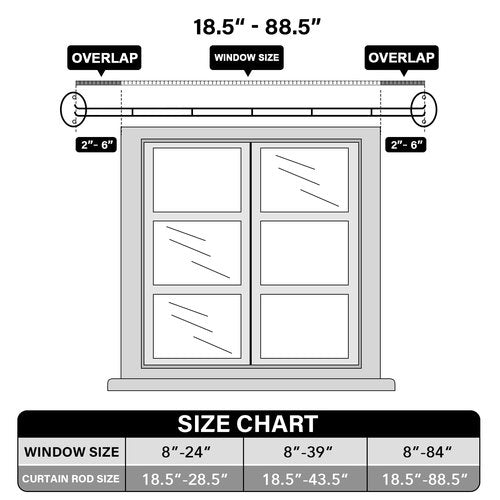 H.VERSAILTEX Wrap Around Black Curtain Rod for Windows 18.5 to 88.5 Inch, 3/4 Inch Adjustable Heavy Duty Blackout Curtain Rods Telescoping Curved Drapery Rods for living room Inoor/Outdoor