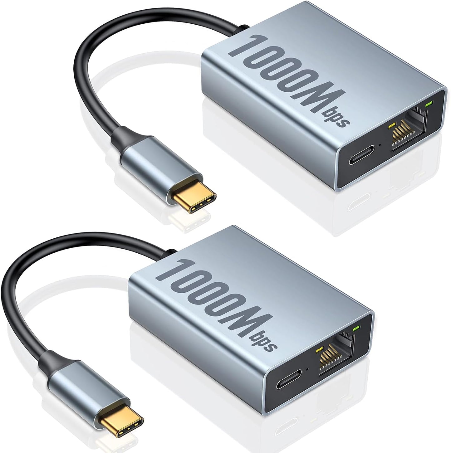 ZEXMTE 1000Mbps RJ45 HD/4K, 2 Pack Ethernet Adapter for Chromecast with Google TV, USB C to Gigabit Ethernet Adapter
