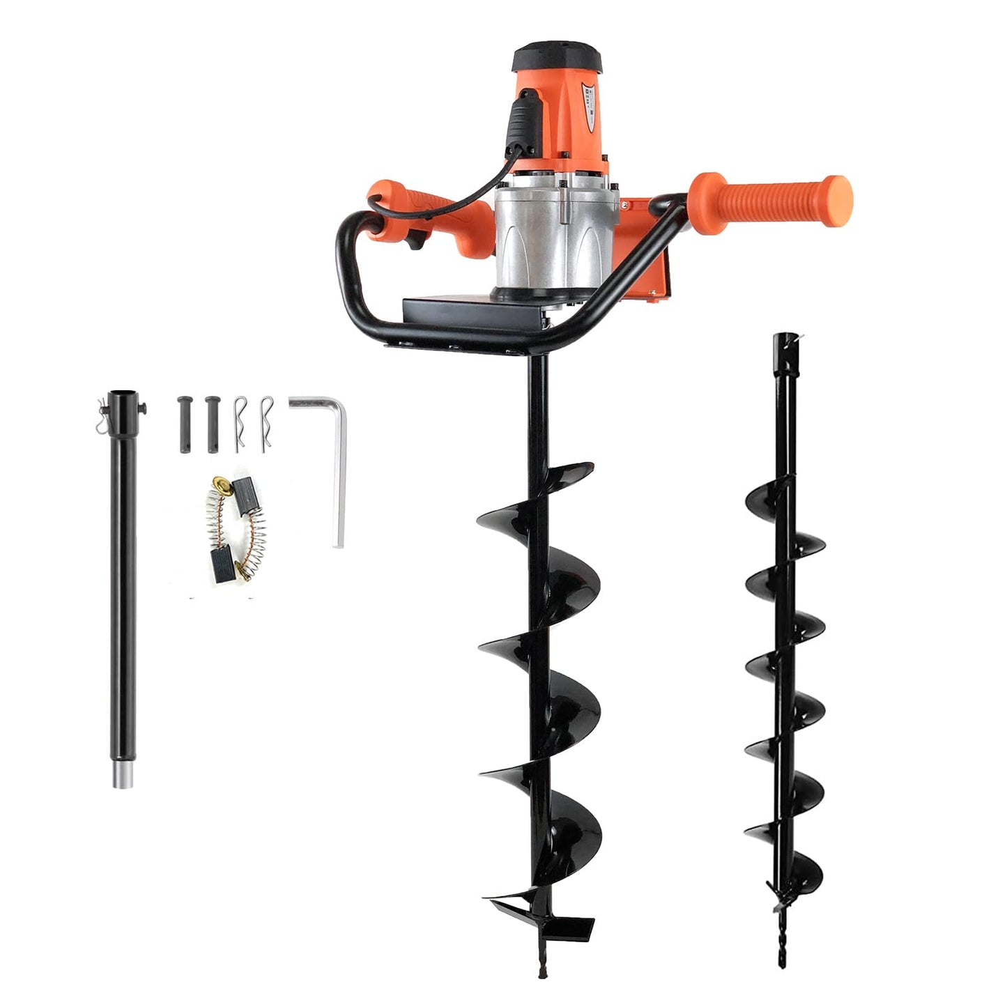 HIGOSPRO 1500W Electric Post-Hole Digger, 6-Inch & 4-Inch Auger Bit Earth Auger, Ideal for Post Hole Digging, Drilling, Tree Planting（No Bag）