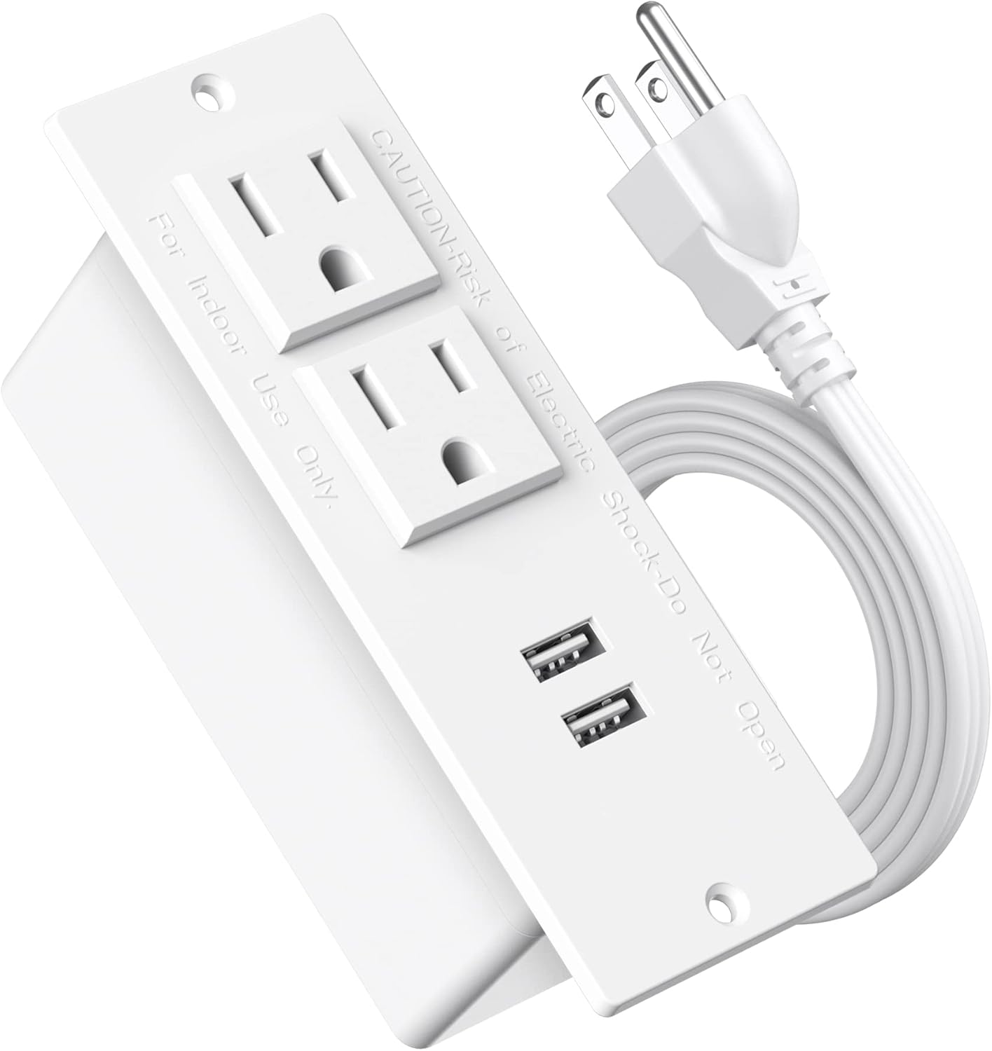 Jgstkcity 6.56Ft Grommet 2-Outlet 2 Conference Recessed Power Strip Socket Cord,Desktop Power Power Strip with & USB