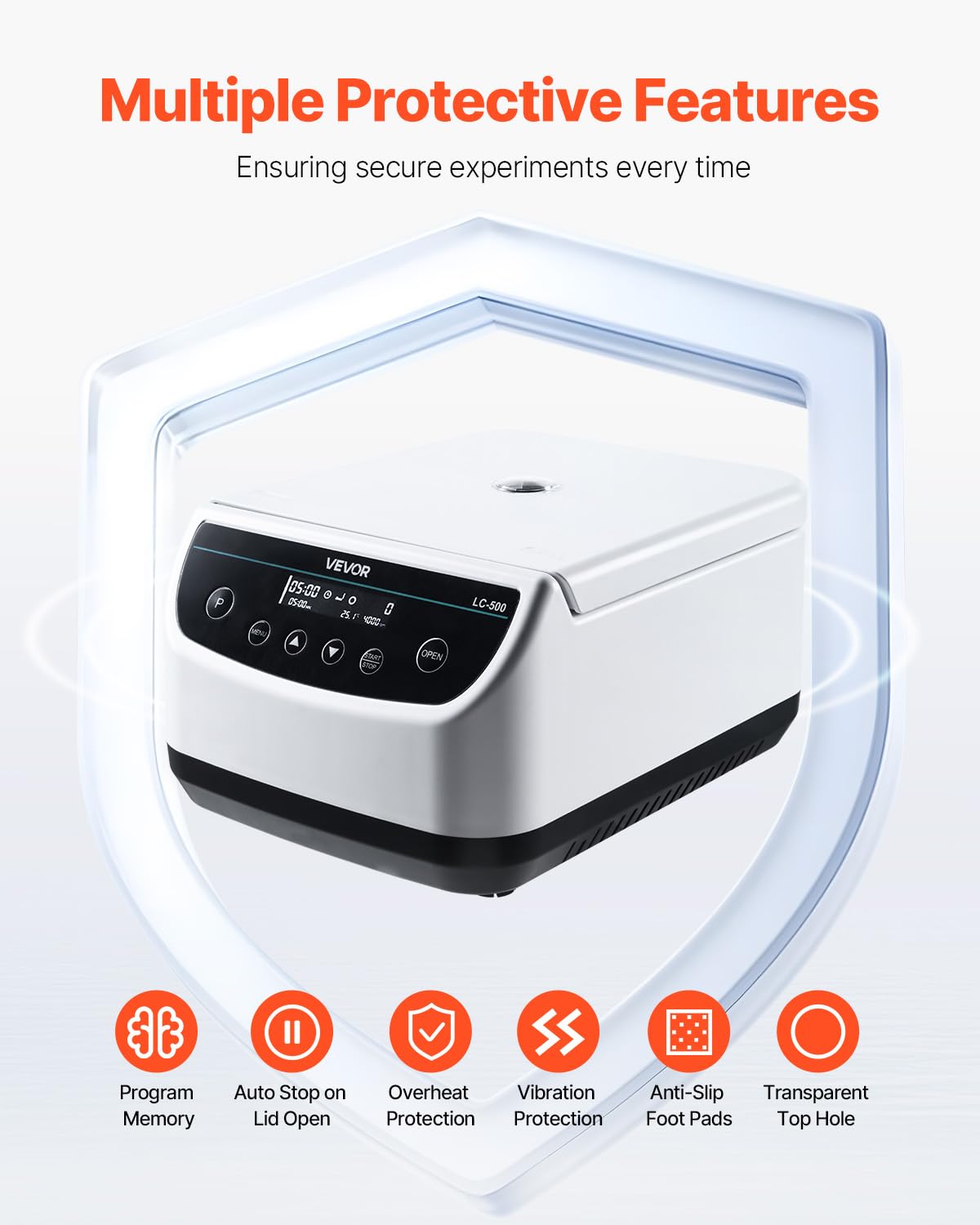 VEVOR Centrifuge Machine, 100-2100xg RCF Electric Laboratory Centrifuge Machine with 1 Rotor for 2/5/10/15/50ml Tube Capacity, Low Speed 500-4000rpm with Timer, Widely Used in Various Experiments