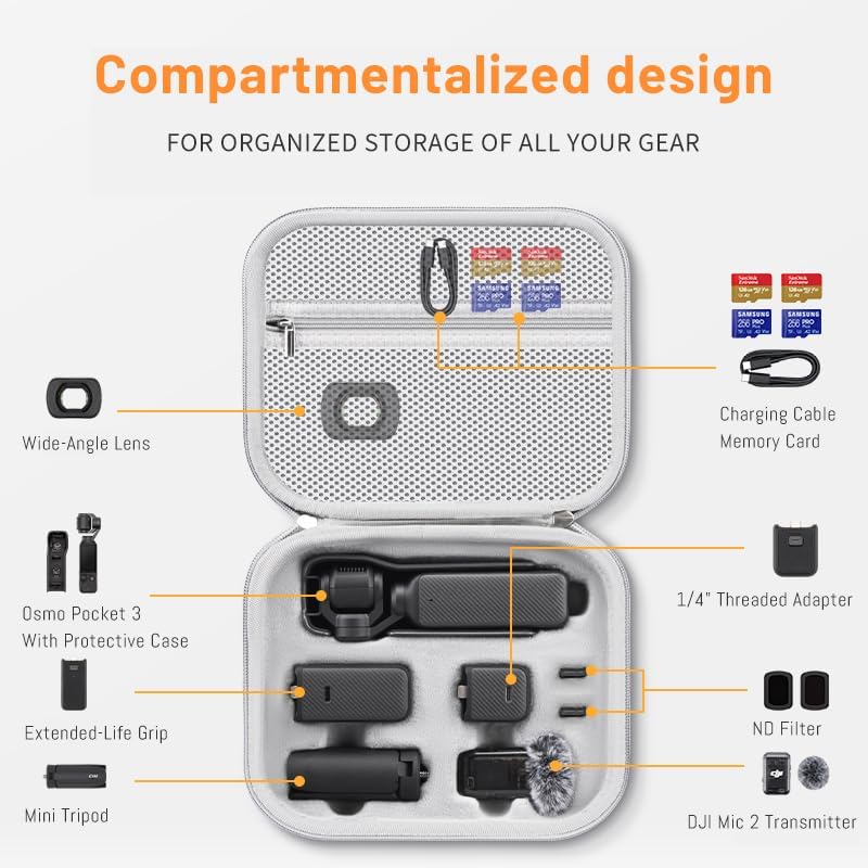 3 3 DFTIME Pocket Bag Carry Case, Portable PU Hard Storage Bag with Shoulder Straps Case Compatible for DJI Osmo Pocket