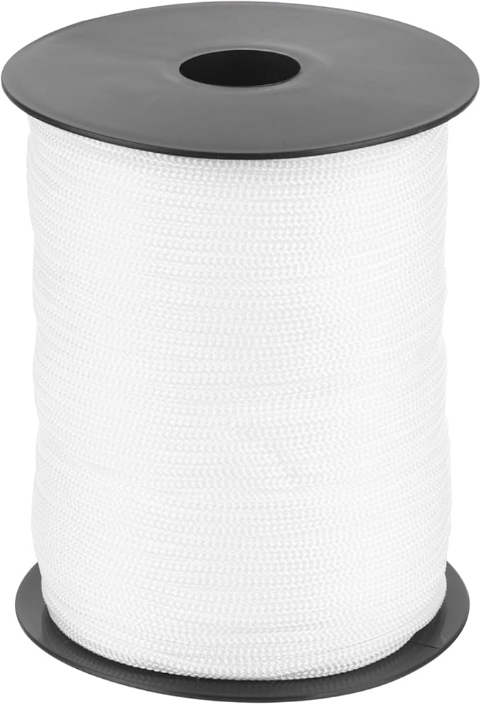MECCANIXITY 1/8 Inch Polypropylene Rope Braided Ropes, 328ft Nylon Rope Hollow Utility Cord String for Clothesline, Camping, Hiking, Outdoor, White