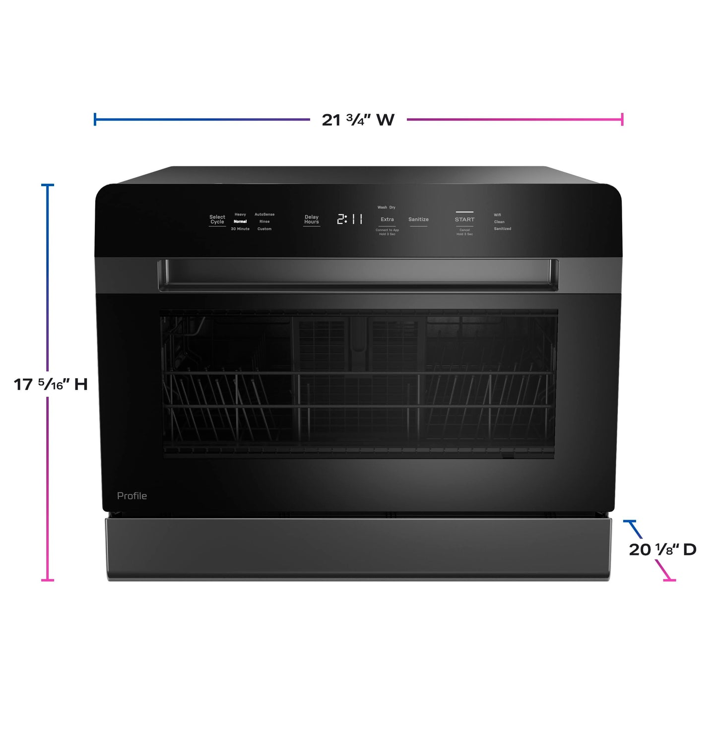 GE Profile Countertop Dishwasher, Energy Star, 6 place settings, 6 wash cycles, WiFi Connected, with Built-In Capabilities