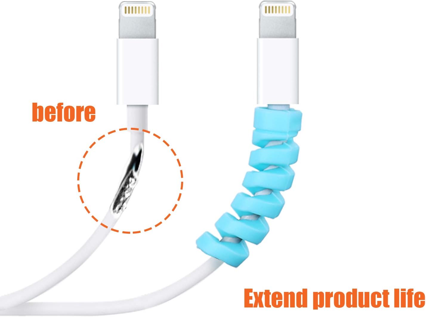 Jetec 24 Pcs Charger Cable Protector,Silicone Flexible Cable Saver,Spiral USB Mouse Wire Protector for Headphone Laptop