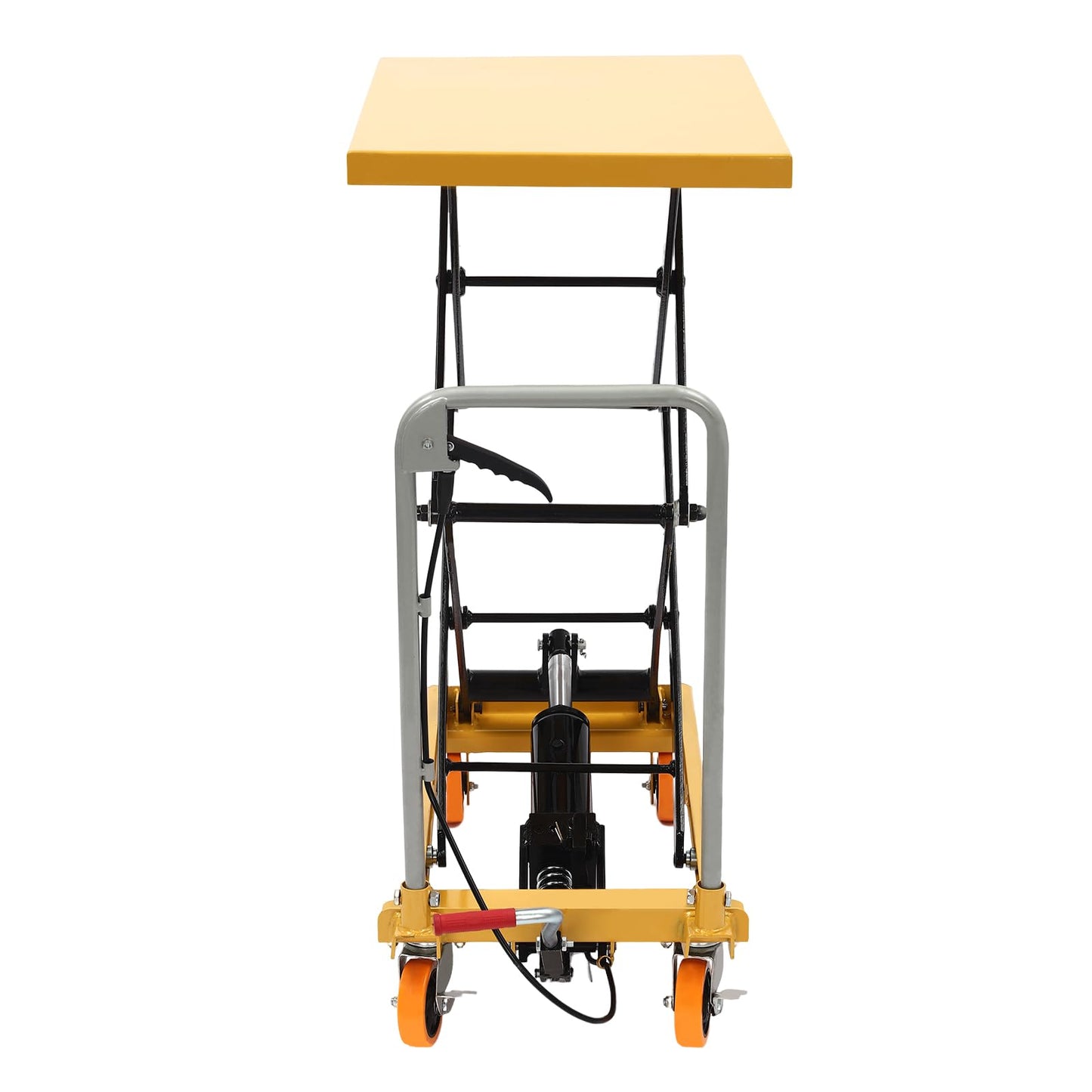 Hydraulic Lift Table Cart 770lbs Load Capacity 51 Inch Lifting Height Manual Hydraulic Double Scissor Cart with Wide Deck, 4 Locking Wheels for Material Handling & Transportation