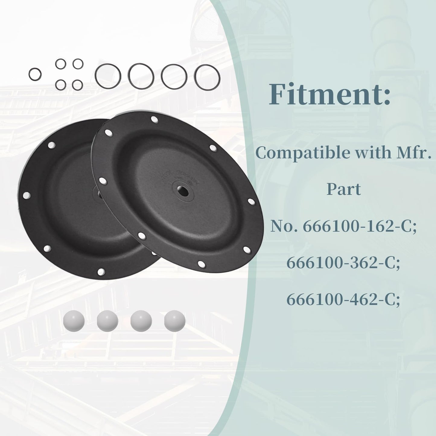 637119-62-C 1" Diaphragm Pump Repair Kit - Compatible with ARO 666100-162-C 666100-362-C Series Air Operated Pumps