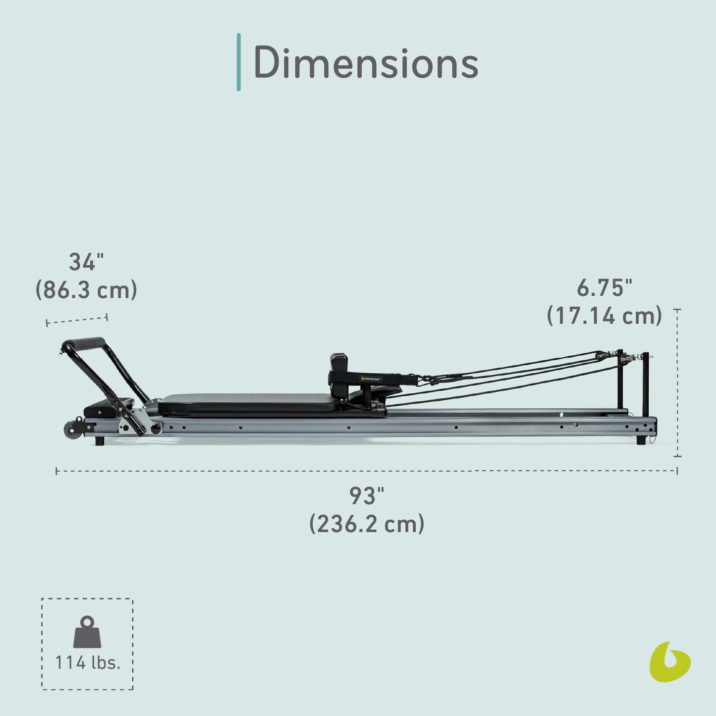 Balanced Body Allegro Nextgen Reformer Standard No Legs, Pilates Equipment for Home and Studio Workouts
