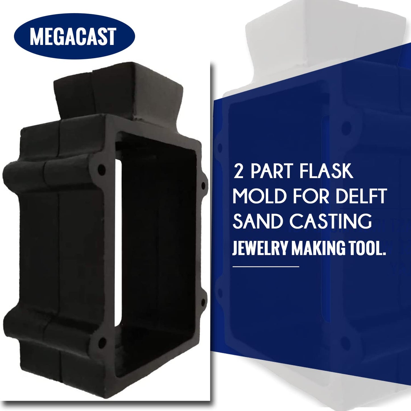 Megacast Cast Iron 2-Part Flask Mold for Delft Sand Casting Jewelry Making Tool