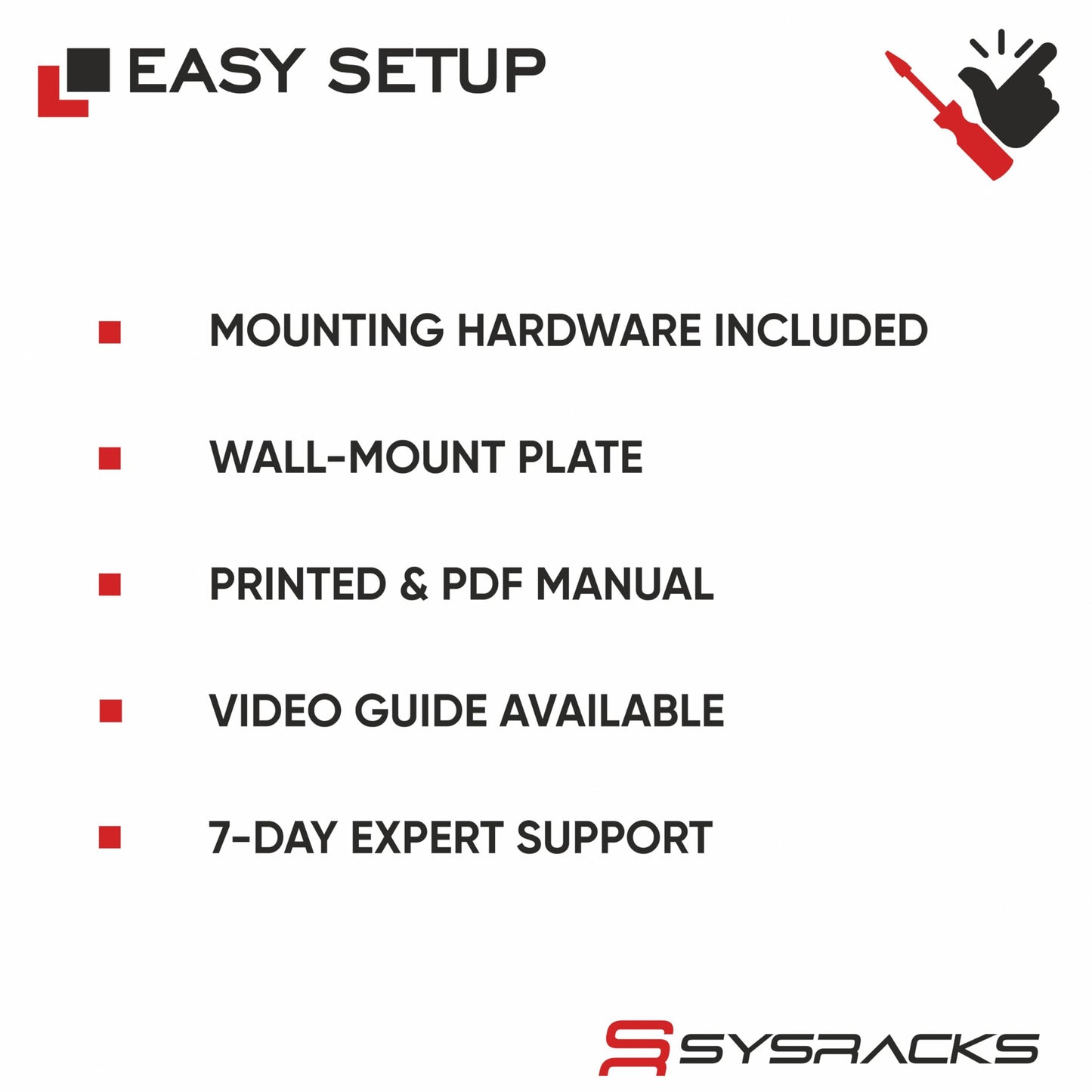 Sysracks 6U Wall Mount Server Rack Cabinet, 19” Network Enclosure, 24” Deep, Locking Glass Door, Custom-Ready IT Rack