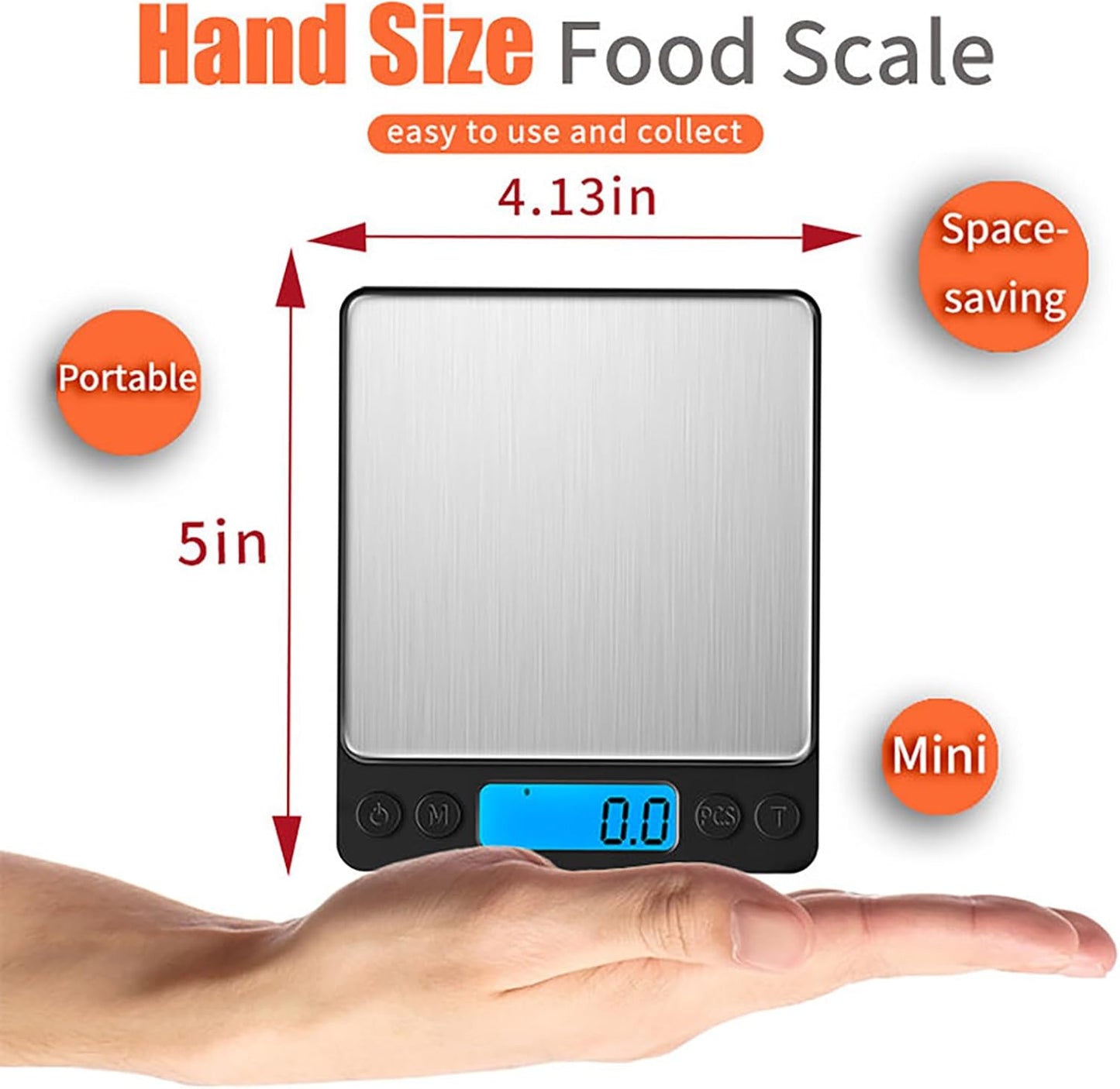 YONCON Digital Food Kitchen Scale - High Accuracy 3000g/0.1g Mini Pocket Scale with LCD Display & Tare Function