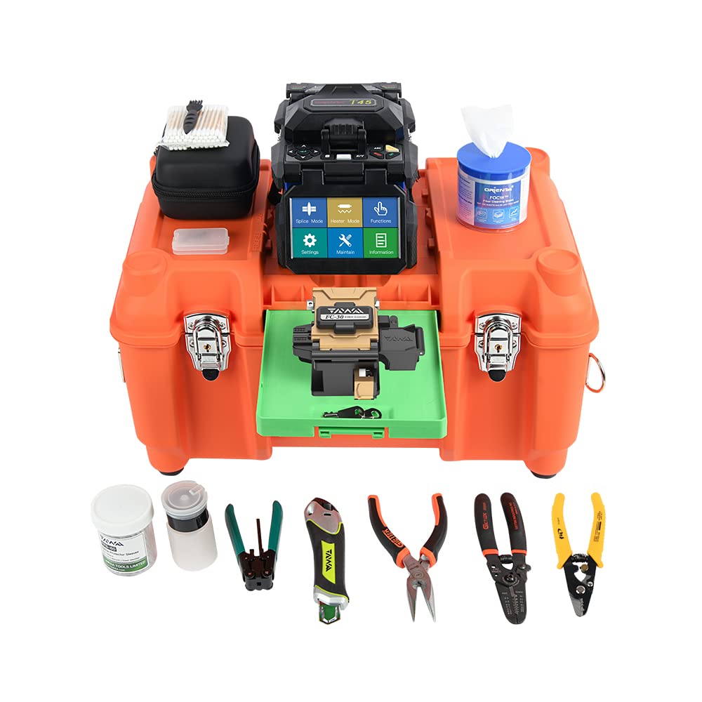 T45 Core Alignment Fusion Splicer Kit, Fiber Optic Welding Splicing Machine with FC-30 Cleaver