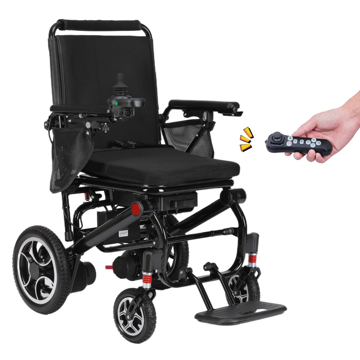 Rubicon DX07 All Terrain Foldable Electric Wheelchairs for Adults - Powerful 500W Motor - 12 mi Cruise Range - Detachable Airline Friendly Battery Supports up to 265 lbs (Black)