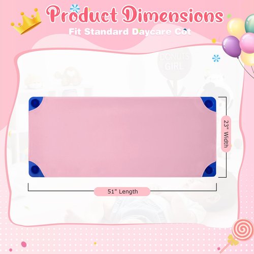 Horbaunal 2 Pack Pink Cot Sheets for Daycare/Pre-School Standard Size, 23" x 51" Cot Fitted Sheets, Microfiber Fitted Cot Cover for Preschool Kids Nap Time, Daycare Essentials