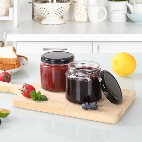 BPFY 24Pack 5oz Glass Jars with Lids, 150ml Clear Small Mason Jars with 24 Stickers, Mini Canning Jar for Jam, Jelly, Honey, Pickles, Spice