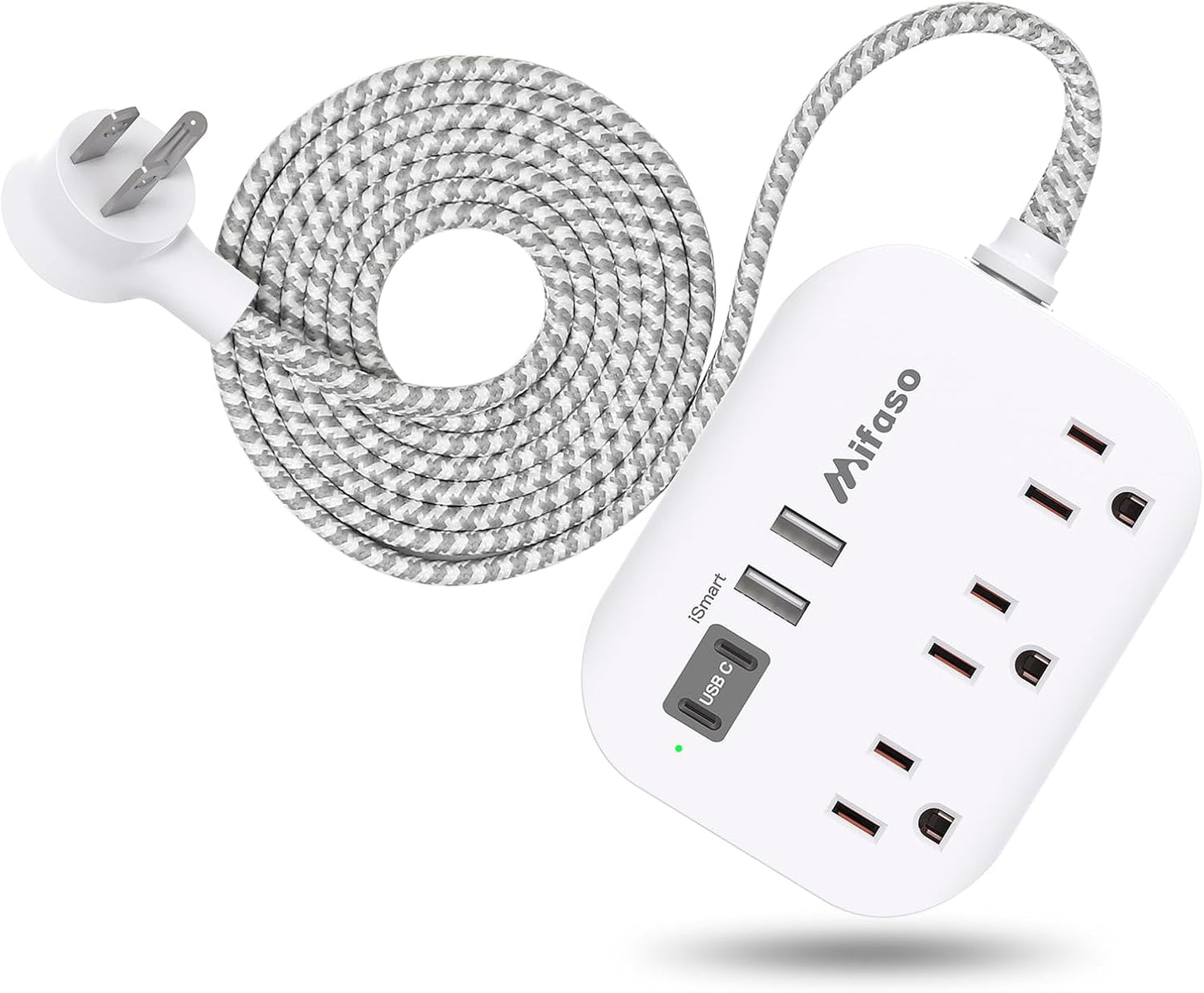 Mifaso 5Ft Cruise Ship Essentials - Power Strip with USB Ports, Flat Extension Cord with Multiple Outlets, USB Charging