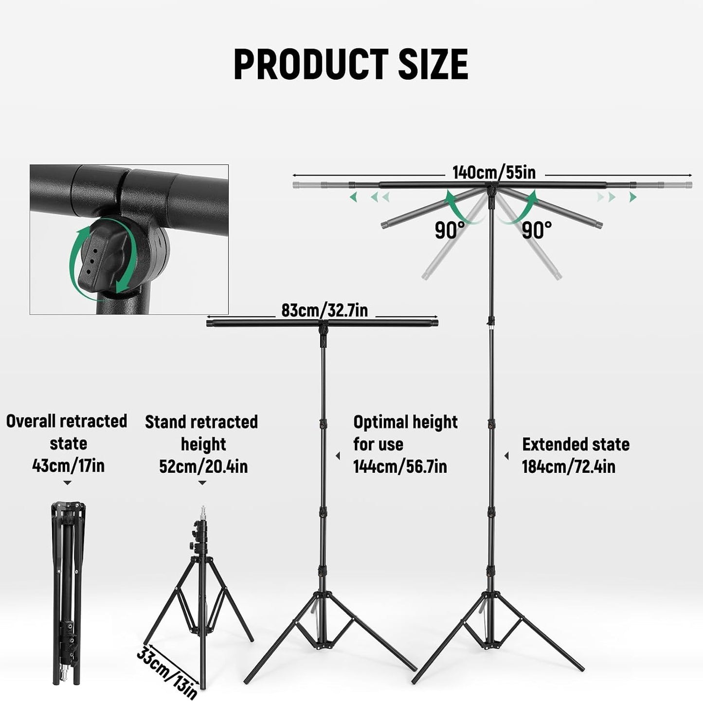 4.6x6ft Green Screen Backdrop Kit with T-Shaped Stand, Adjustable Chroma Key Green Screen for Streaming, Photography