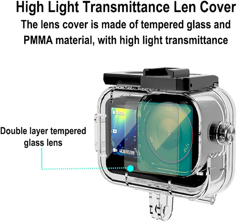 KETOPKIN 6 Camera,60M/196FT 6 Waterproof Case for DJI Osmo Action Underwater Diving Housing Dive Protection Shell