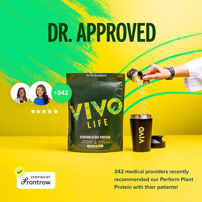 Vivo life Perform Plant Protein Powder - Pea & Hemp Protein Blend with BCAA (34.85 oz, Banana & Cinnamon)