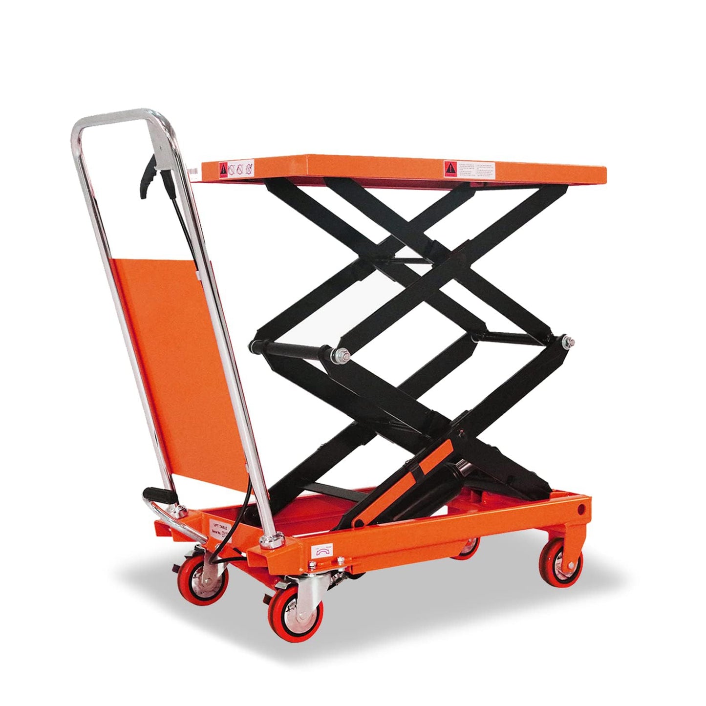 Tory Carrier Double Scissor Lift Table Cart, 330 Lbs Capacity, Hydraulic Lift Cart 43.3" Lifting Height, Manual Scissor Lift Table W/4 Wheels, Foot Pump, Elevating Hydraulic for Material Handling