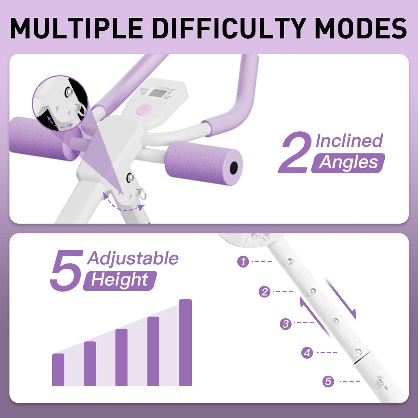 CRYSTAL Ab Machine, Adjustable Ab Machine,Ab Trainer Machine,Ab Dominal Exercise Machine at Home Gym for Stomach Workout with LCD Monitor,Ab Workout Equipment