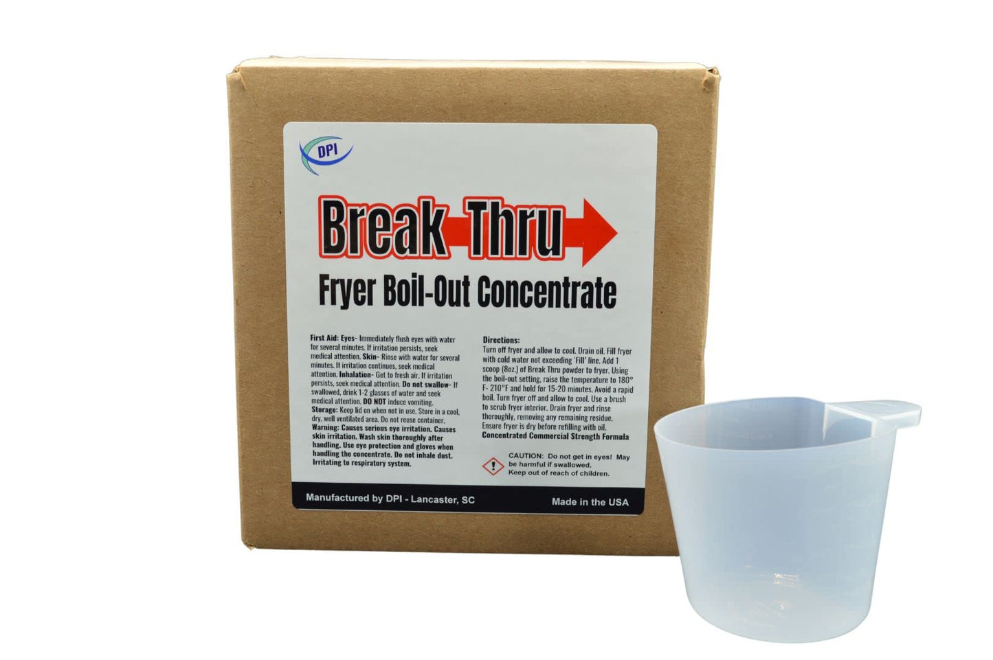 DPI Break-Thru Fryer Boil Out Cleaner, Powder Concentrate for Deep Fryers, Removes Grease and Carbon Deposits, Easy Use Scope Included, 26 Cleaning Cycles Per Box.