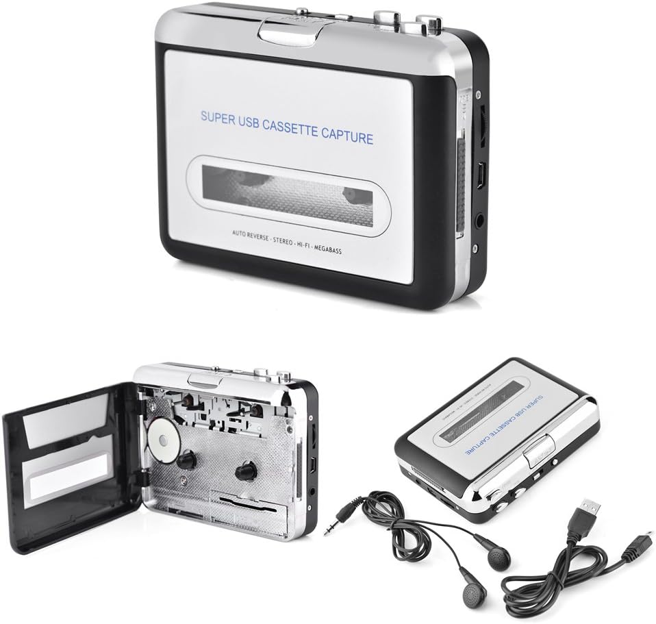 Sanpyl Cassette MP3 Cassette MP3 to Converter, Tape Player USB Tape to PC CD Switcher Converter Capture Audio Music