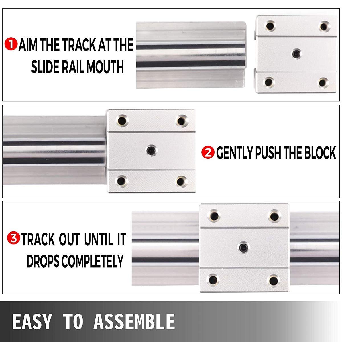 Mssoomm Linear Rail Shaft Guide and Linear Bearing Slide Block, 2Pcs SBR16-39.37 inch / 1000mm Rails +4Pcs SBR16UU Blocks with End Stops to Choose for CNC Router Machine and 3D Printer