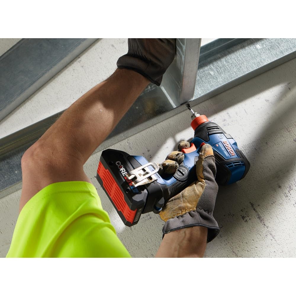 Bosch GXL18V-233B25 18V 2-Tool Combo Kit with 1/2 In. Hammer Drill/Driver, Two-In-One 1/4 In. and 1/2 In. Bit/Socket Impact Driver/Wrench and (2) CORE18V® 4 Ah Advanced Power Batteries