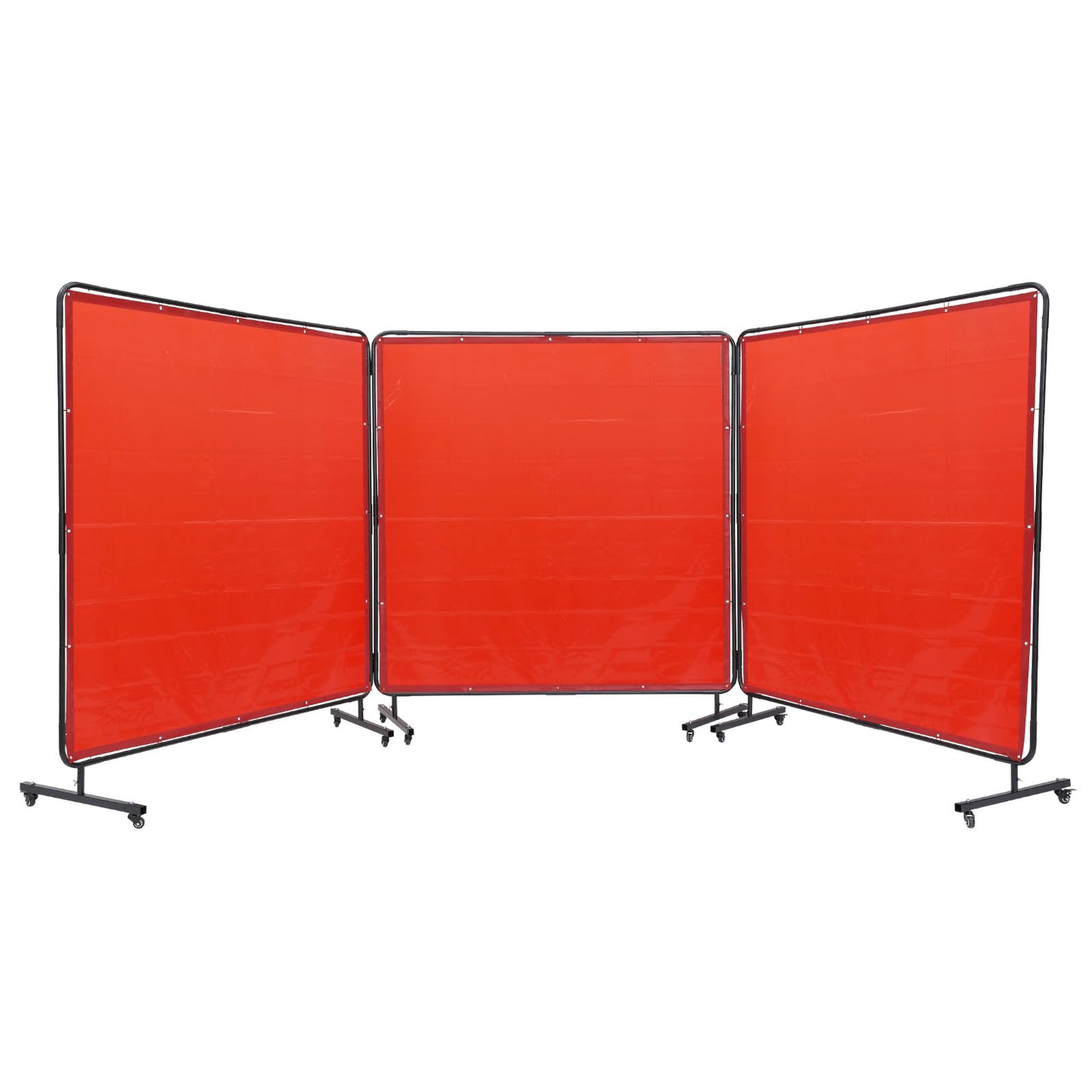 VEVOR Welding Screen with Frame, 6' x 6' 3 Panel Welding Curtain Screens on 12 Swivel Wheels (6 Lockable), Welding Protection Screen Moveable & Professional for Workshop, Red