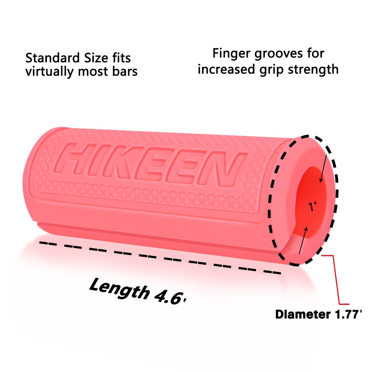 Hikeen Thick Bar Dumbbell Grips, Non Slip Hard Rubber Barbell Grips for Weight Lifting, Muscle Building - 1.77" Outer Diameter