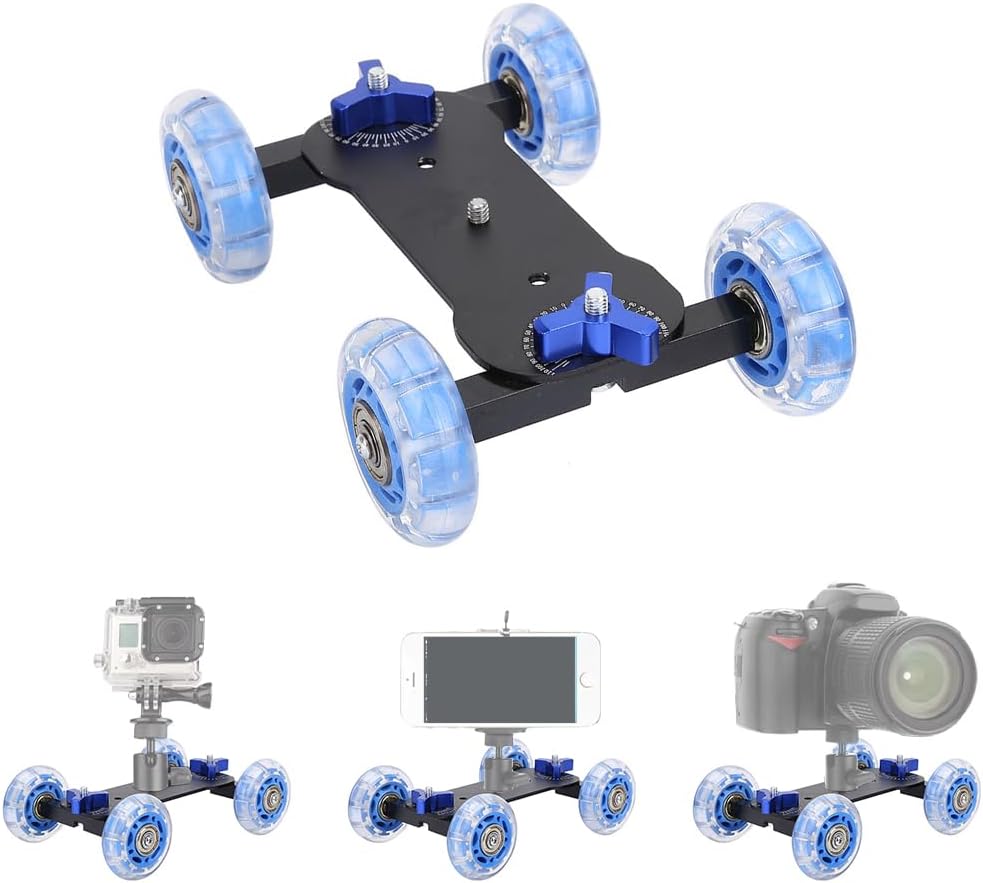 Joyzan 10KG Camera Dolly Wheel, Scaled Table Skater Slider Car Load Rail Roller Track Mini Adjustable Desktop Portable