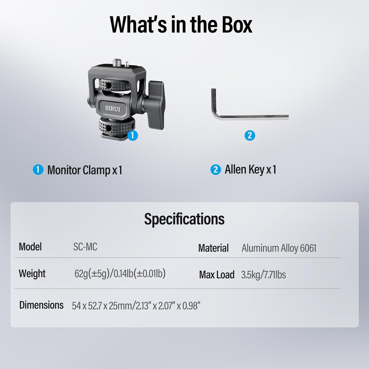Sirui 360and 180Adjustable 5" 7" Camera Monitor Mount with Cold Shoe, Swivel Tilt DSLR Field Monitor Mount, Compatible