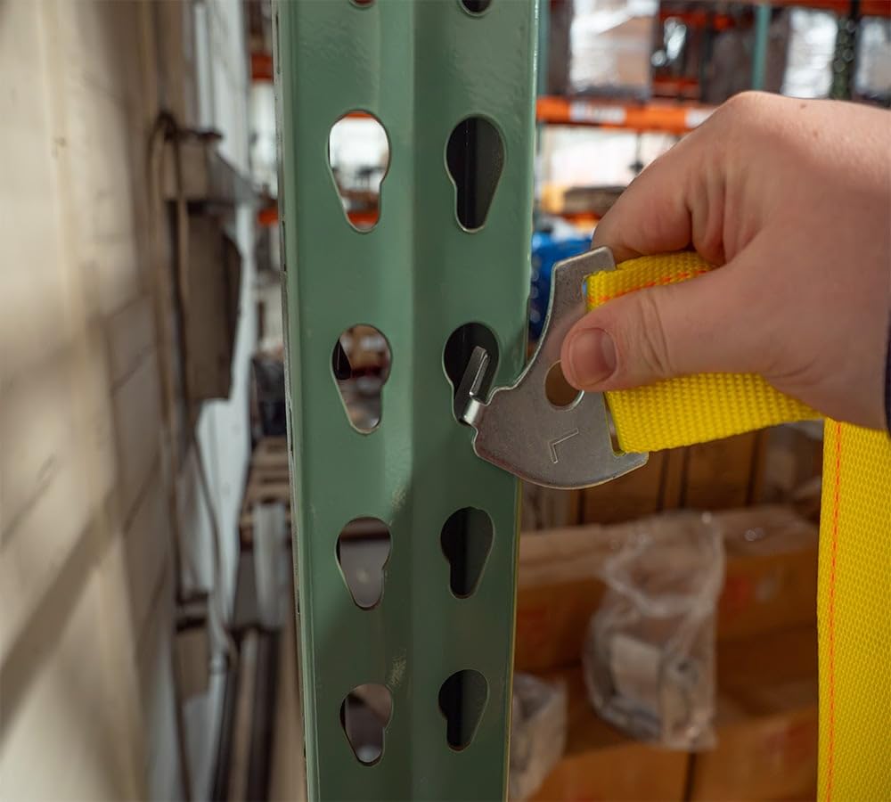 Mytee Products 8 Pack 2"x98.5" Pallet Rack Safety Straps for 8 ft Pallet Bays - 2400 lbs Breaking Strength Rack Safety Straps for Holding Pallets in Place - Warehouse Storage Shelving Accessories