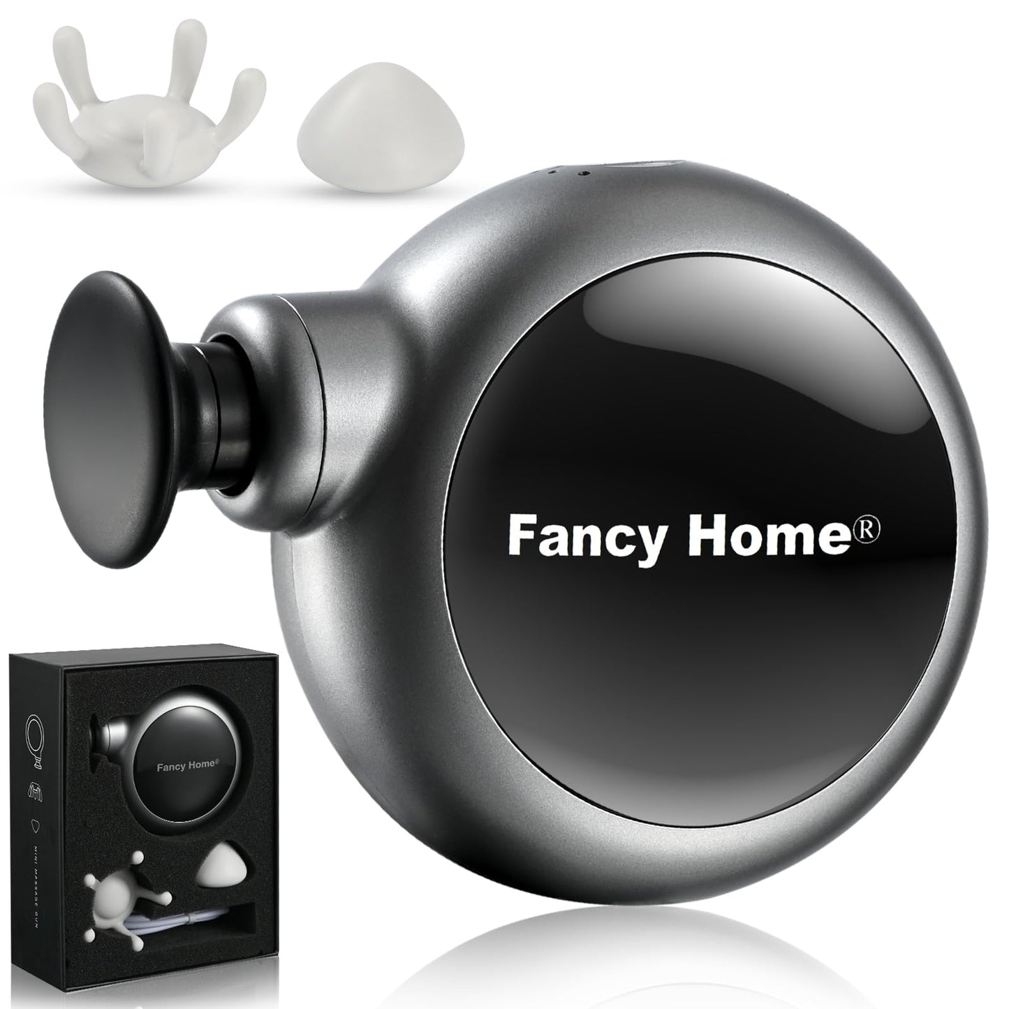 Fancy Home® Mini Massage Gun - Palm Sized Deep Tissue Massager Gun, Unique Small Hand Massager for Circulation, Cordless Powerful 3200 RPM | Ultra Quiet | Travel Friendly & Gift Ready （Black Grey）