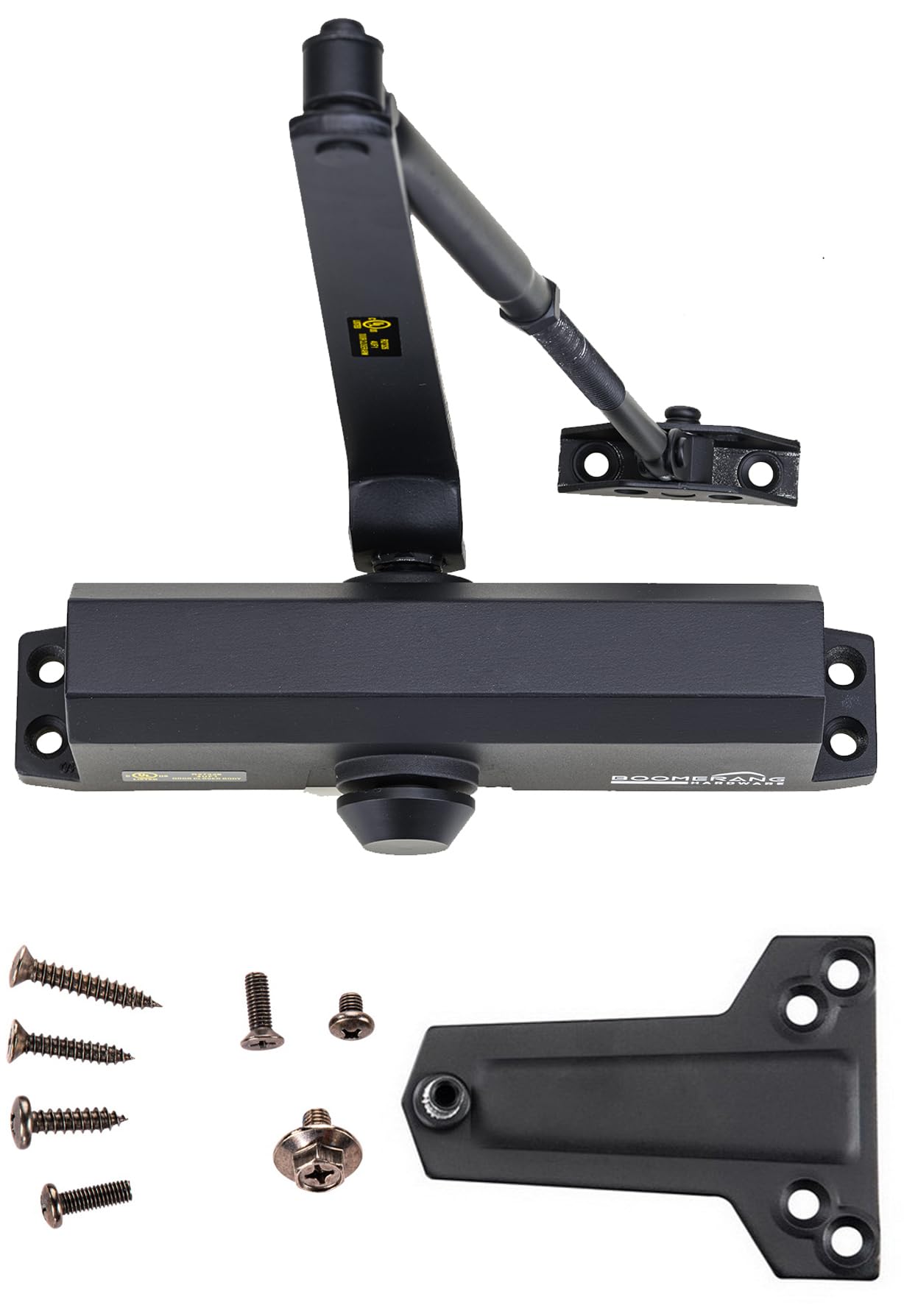 Boomerang D703 Medium-Duty Designer Auto Commercial Door Closer, Multiple Mount Options, Door Closer for Medium/High Traffic Areas, UL 3 Hour Fire Rated, Matte Black (US19)