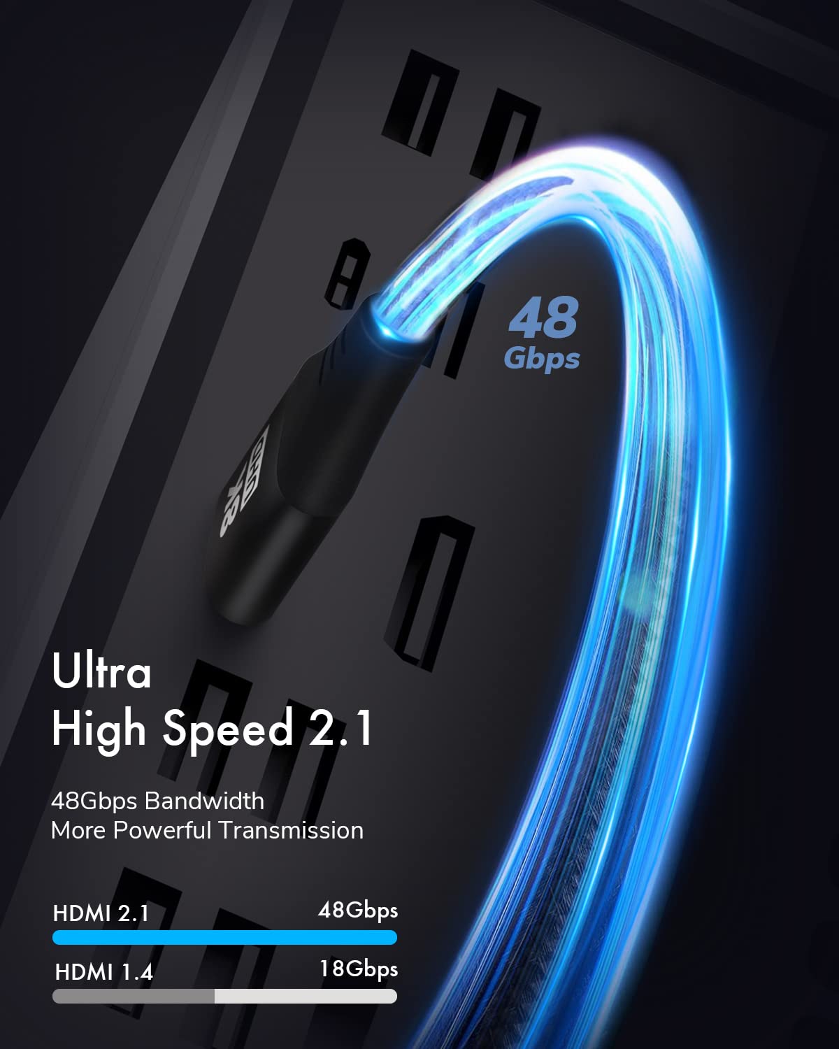 10K 8K 4K 20FT, 4K/120Hz, 8K/60Hz, 48Gbps 2.2 2.3, 10, 2.1 HDMI Cable Ultra High Speed HDMI Braided Cord, Supports