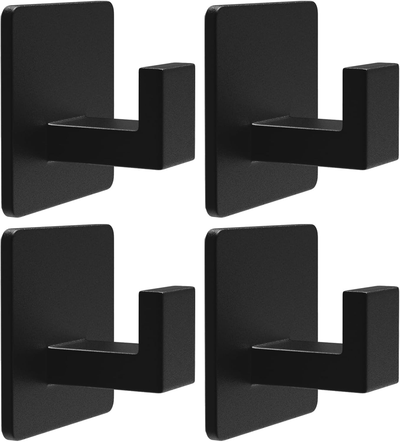 VAEHOLD Heavy Duty Adhesive Towel Hooks - 4 Pack Aluminum Wall Hooks for Kitchen & Bathroom (Black)