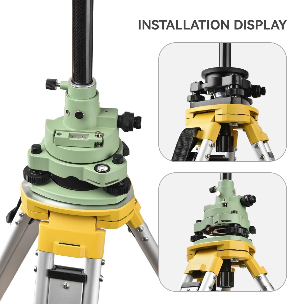 SingularXYZ Aluminum Surveying Tripod, Heavy Duty Construction Transit Tripod with Quick Clamp, 5/8-Inch-11 Threaded Flat Head for RTK Base Station, Total Station & Laser Level