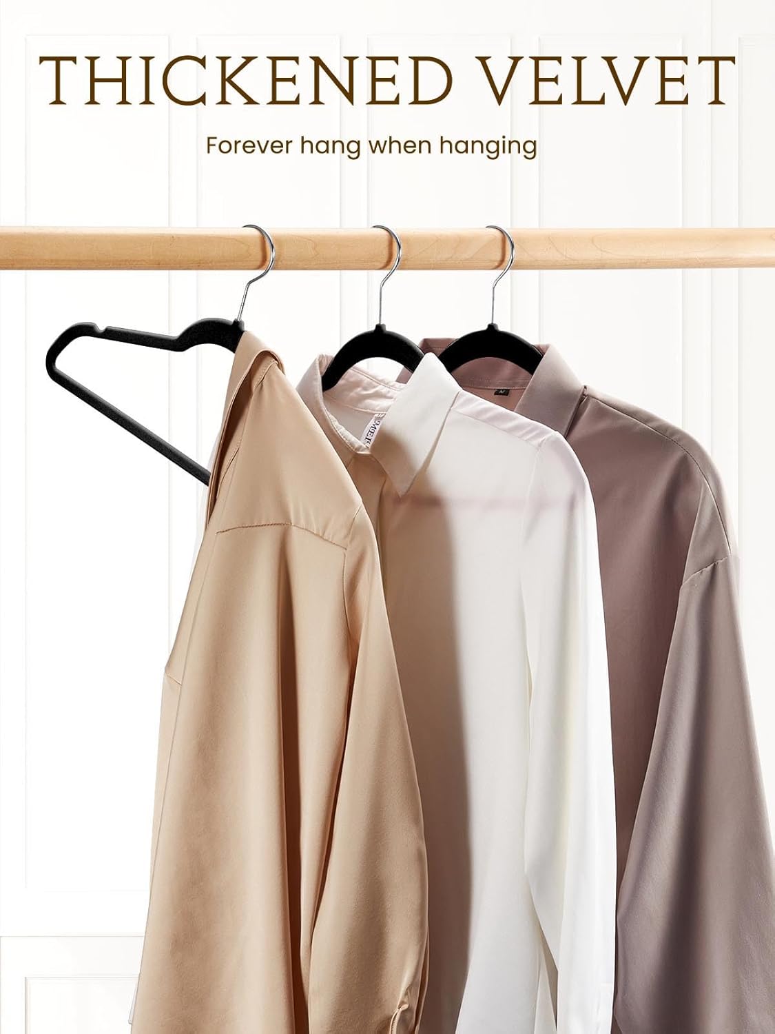 Smartor Velvet Hangers - 70 Pack Black Non-Slip Heavy Duty Felt Hangers | Premium Slim Closet Organizer with 360° Rotating Hook