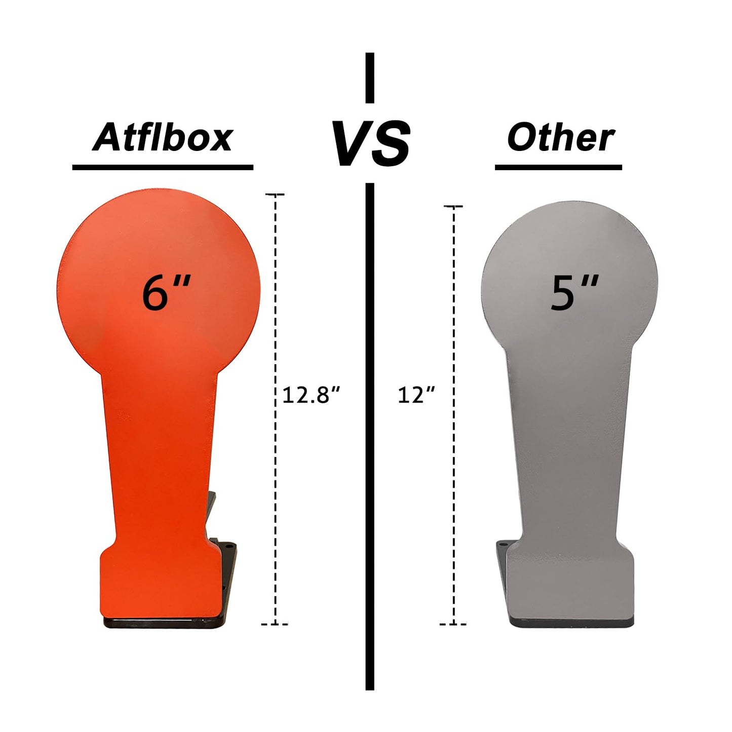 Atflbox 3/8" AR500 12.8'' Classic Popper Steel Shooting Target, 6'' Plate Auto Reset Target for Shooting Range, Suitable for Pistol, Rifle, Handgun, Shotgun, Rimfire