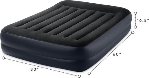 Intex Air Mattress - Dura-Beam Plus Pillow Rest with Built-in Electric Pump | Queen Size, 16.5in Height