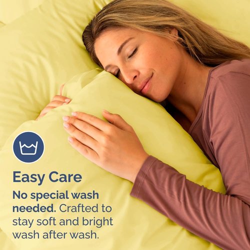 King Standard Pillow Cases by [Brand Name] - Ultra-Soft Hotel Quality - Wrinkle Resistant & Machine Washable - 2 Piece Set in Yellow