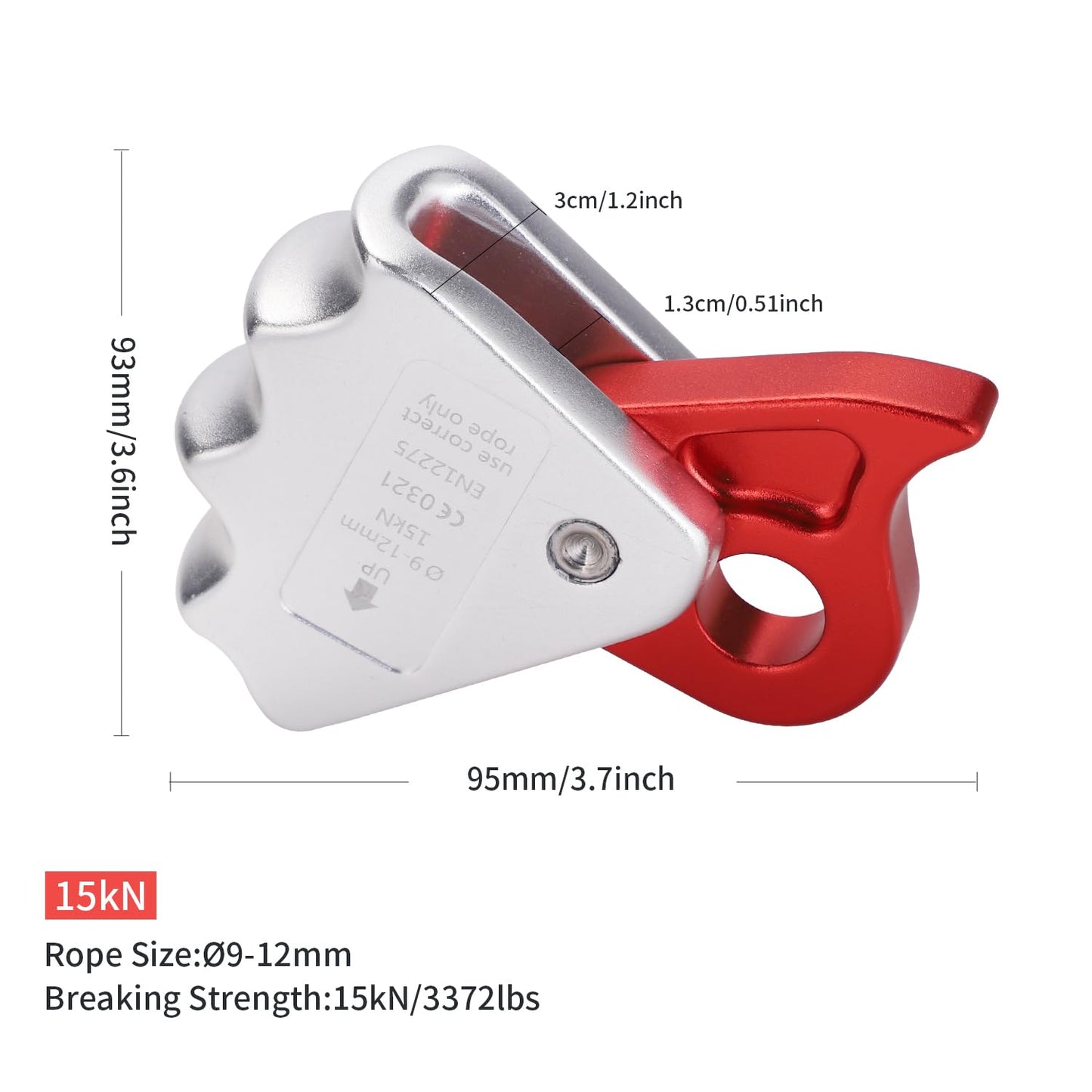 REISIO 15KN Detachable Climbing Ascender,Fall Protection Belay Device Climbing Rope Grab for Rocking Rescue Mountaineering Tree Arborist Caving Aerial Work 9-12MM (ZWQ-001)