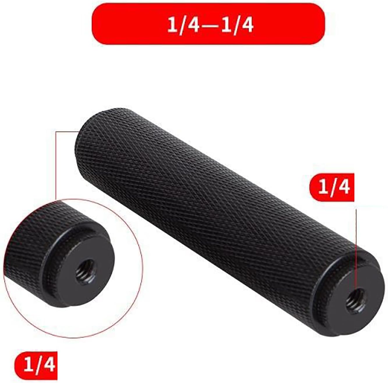 Haoyull 1/4" 1/4" 3/8" Aluminum Alloy Extension Rod Female to Female for Tripods Extend Length of Photography Equipment
